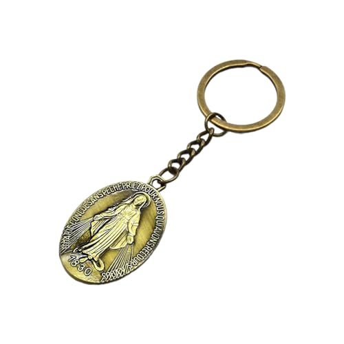 Pjeghbvop VirginMary Katholischer Schmuck Glas Schlüsselanhänger Segen Mutter religiöse Kunst Anhänger von Pjeghbvop