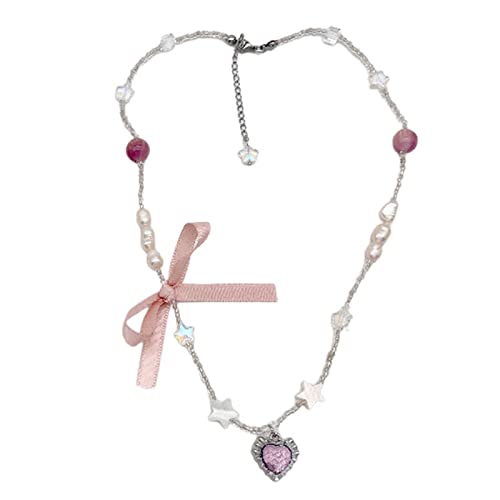 Pjeghbvop Y2k Stern Herz Perlen Halsketten Bogenknoten Halsketten Y2K Schmucklegierung Partyzubehör Geschenk Für Freundin Teenager Bogenknoten Halskette Pjeghbvop Y2k Stern Herz Perlen Halsketten Bogenknoten Halsketten Y2K Schmucklegierung Partyzubehör Geschenk Für Freundin Teenager Bogenknoten Halskette von Pjeghbvop