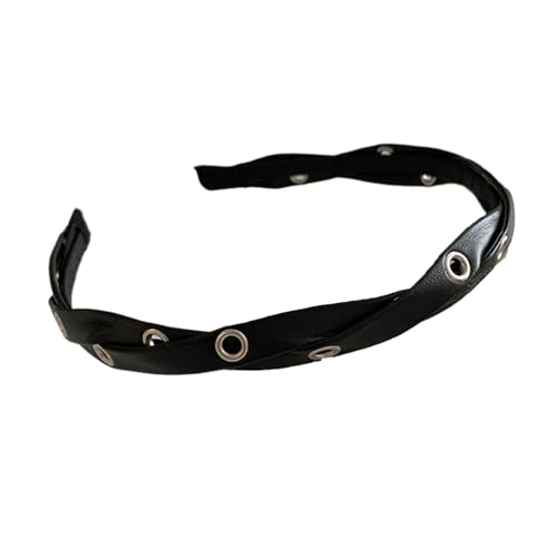 Verdrehte PU Leder Stirnbänder Elastisches Damen Make Up Stirnband Übertrieben Verstellbar Rock Punk Stil Haarband Rutschfest von Pjeghbvop