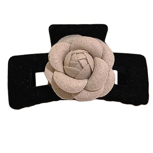 Zarte beflockte Kamelien-Form Haarspange Frühling Pferdeschwanz Frau Kopfbedeckung weibliche Haarschmuck elegante Haarklammer von Pjeghbvop