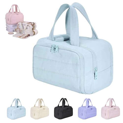 Elouva Toiletry Bag,Large Capacity Travel Cosmetic Bag for Women,Multifunktionale Leichte Make-up Taschen Für Frauen, Weit Offene Reisetasche Für Frauen,Wasserabweisende Make-up-Kosmetiktasche-A von Pjjrdh