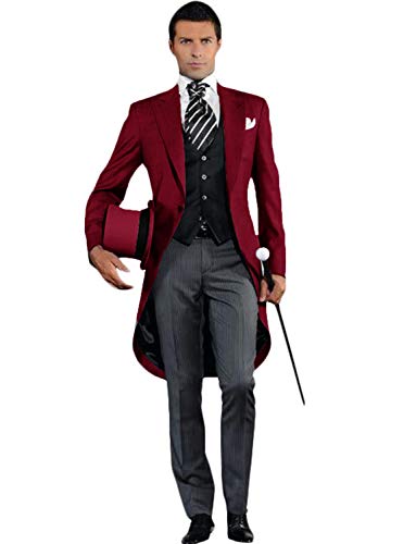 Pkrboro Herren Anzug Peak Revers Frack dreiteiliger Smoking mit einem Knopf und Jacke Hose Weste von Pkrboro
