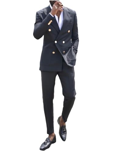 Pkrboro Herren Anzug Zweiteiliges Set Zweireihig Knöpfe Jacke & Hose für Business Bräutigam von Pkrboro