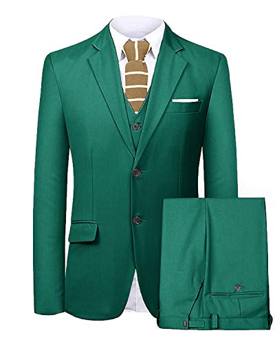 Pkrboro Herren Anzug mit fallendem Revers dreiteilig Zwei Knöpfe klassisches schmal geschnittenes Bürokleid von Pkrboro