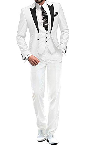 Pkrboro Herren EIN-Knopf-Anzug dreiteilig Spitzenrevers Hochzeit Bräutigam Smoking Abschlussball lässig von Pkrboro