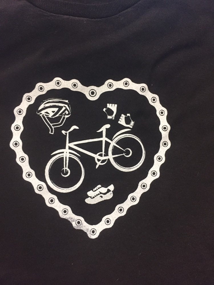 Neue Damen Schwarz Weiß Silber 100 % Baumwolle Kurzarm T-Shirt Bike Rider Cycle Love L Large von PlainandsimpleDesign