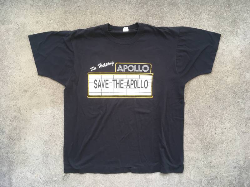Vintage 1980Er Jahre Save The Apollo Theater Schwarzes Rundhals-T-Shirt Größe Extra Large Jazz Funk Soul Rap New York Concert Tour Band von PlainspeakVintage