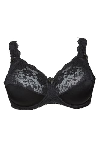Plaisir Beate BH - E100 - BH in großen Größen - Bequem - Flexible Bügel - Spitze - Stabil - Schwarz von Plaisir by Ulsoe