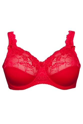 Plaisir Beate BH - G80 - BH in großen Größen - Bequem - Flexible Bügel - Spitze - Stabil - Rot von Plaisir by Ulsoe
