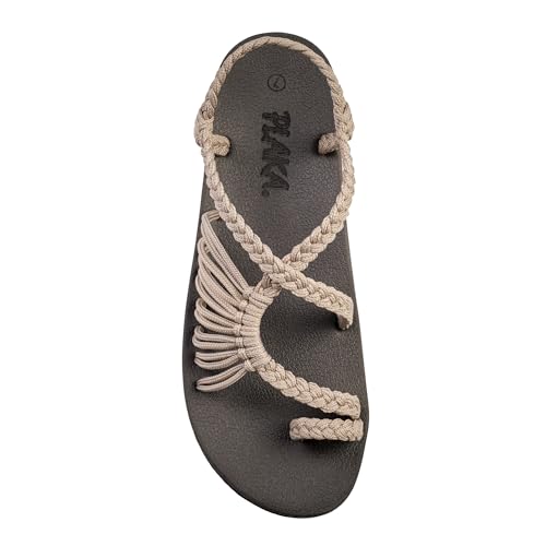 Plaka Atlantis Sandalen mit Fußgewölbeunterstützung für Damen, stilvolle Komfort-Sommer-Sandale für Strandspaziergänge und Freizeitausflüge, Seilsandalen für Damen, Brasilianischer Sand, 38 EU Plaka Atlantis Sandalen mit Fußgewölbeunterstützung für Damen, stilvolle Komfort-Sommer-Sandale für Strandspaziergänge und Freizeitausflüge, Seilsandalen für Damen, Brasilianischer Sand, 38 EU von Plaka