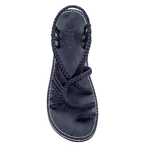 Plaka Damen Flache Sommer Sandalen 11 B(M) US Klassisches Schwarz von Plaka