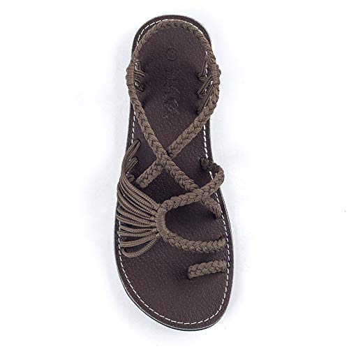 Plaka Damen Flache Sommer Sandalen 8 B(M) US Taupe von Plaka
