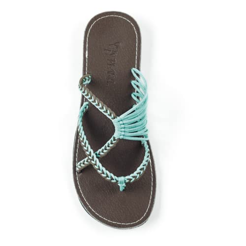 Plaka Damen Flip Flops Slide Sandalen Oceanside 9 M US Turquoise-grau Plaka Damen Flip Flops Slide Sandalen Oceanside 9 M US Turquoise-grau von Plaka