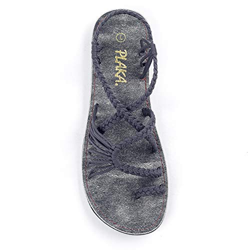 Plaka Damen Gummi Flache Sommer Sandalen, Anchor Grey, 40 EU Plaka Damen Gummi Flache Sommer Sandalen, Anchor Grey, 40 EU von Plaka