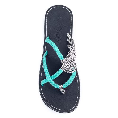 Plaka Flip Flops Sandalen für Frauen Oceanside, (Turquoise Zebra), 40.5 EU von Plaka
