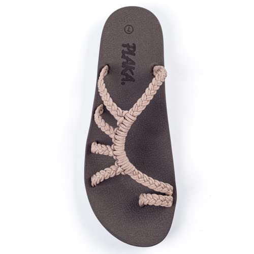 Plaka Relief Flip Flops für Frauen mit Fußgewölbeunterstützung | Bequeme Sandalen für Frauen | Perfekt für den Strand, lange Spaziergänge oder Pool, Braun (Brasilianischer Sand), 43 EU von Plaka