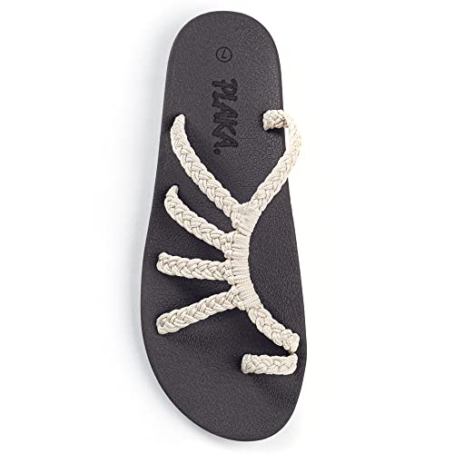 Plaka Relief Flip Flops für Frauen mit Fußgewölbeunterstützung | Bequeme Sandalen für Frauen | Perfekt für den Strand, lange Spaziergänge oder Pool, Elfenbein (pearl), 38 EU von Plaka