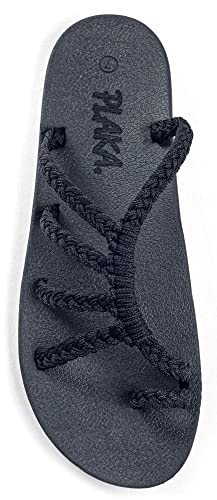 Plaka Relief Flip Flops für Frauen mit Fußgewölbeunterstützung | Bequeme Sandalen für Frauen | Perfekt für den Strand, lange Spaziergänge oder Pool, Schwarz (klassisches schwarz), 40.5 EU von Plaka