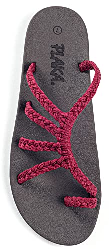 Plaka Relief Flip Flops für Frauen mit Fußgewölbeunterstützung | Bequeme Sandalen für Frauen | Perfekt für den Strand, lange Spaziergänge oder am Pool, Violett (Sonnenuntergang Sangria), 37 EU von Plaka