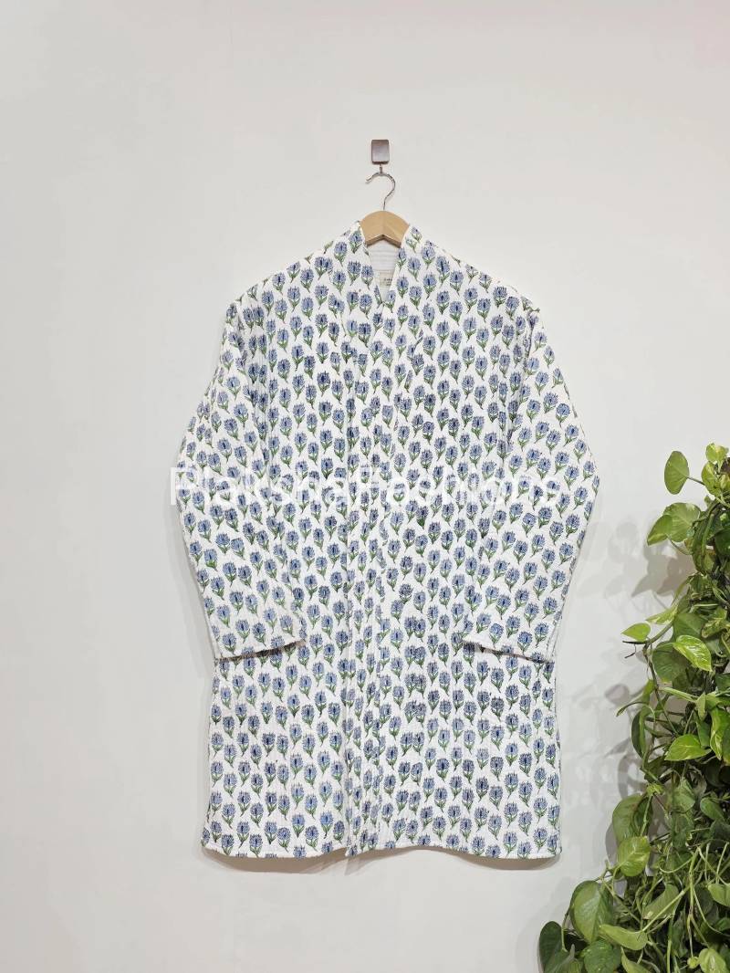 Handblock Bedruckter Strandkimono | Langer Bademantel, Cardigan, Nachtwäsche, Morgenmantel, Sommerkleid, Handgefertigter Kimono, Geschenkidee von PlakshaFashions