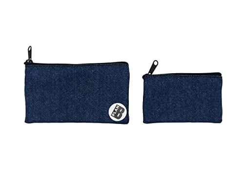 Plan B, Münzgeldbörse X2 Jeans, 2er-Set Portemonnaie, Maße: 14 x 8 cm und 11 x 6 cm, Blau, Denim, Klein und Leich von Plan B