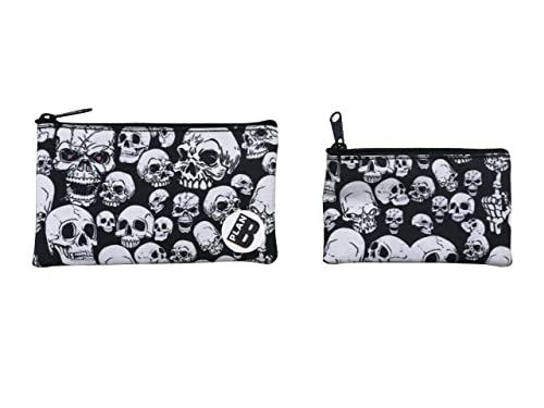Plan B, Münzgeldbörse X2 Hardcore, 2er-Set Portemonnaie, Maße: 14 x 8 cm und 11 x 6 cm, Weiße Schädel auf Schwarzem Hintergrund Plan B, Münzgeldbörse X2 Hardcore, 2er-Set Portemonnaie, Maße: 14 x 8 cm und 11 x 6 cm, Weiße Schädel auf Schwarzem Hintergrund von Plan B