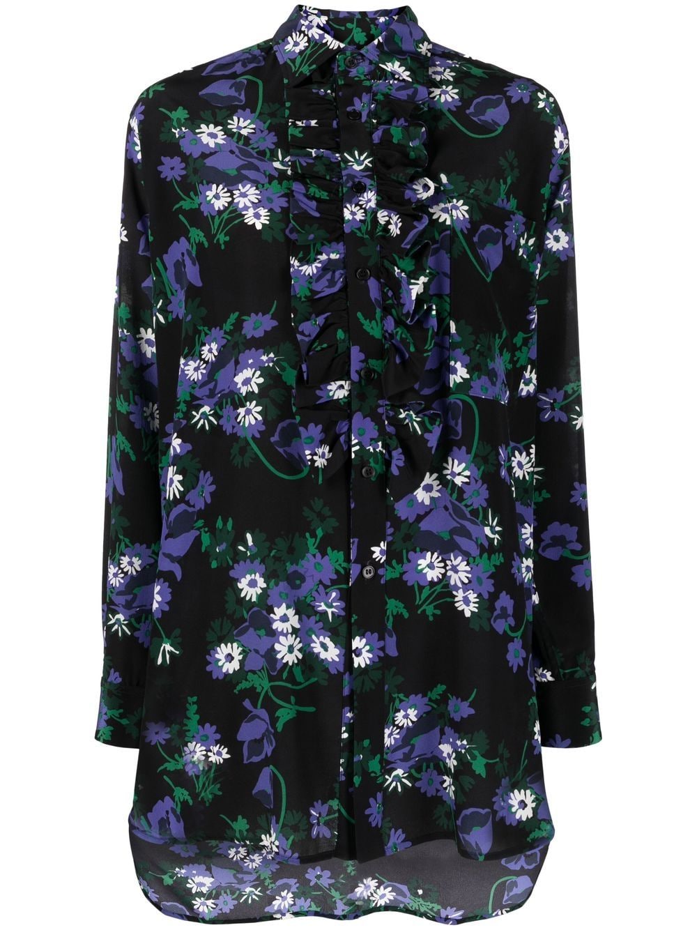 Plan C Seidenhemd mit Blumen-Print - Schwarz von Plan C