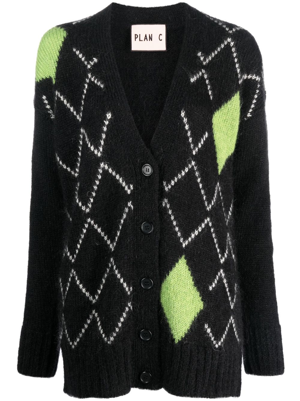 Plan C Geometrisch gemusterter Cardigan - Schwarz von Plan C