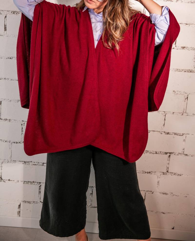 xxl Überwurf Aus 100% Kaschmir, in Weinrot, Sehr Elegant, Warm Und Weich, Hochwertig, Kaschmirplaid von PlanMix