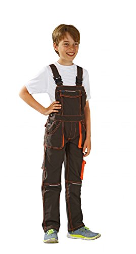 Planam Junior Kinder Latzhose Oliv orange Modell 6122 Größe 86-92 von Planam