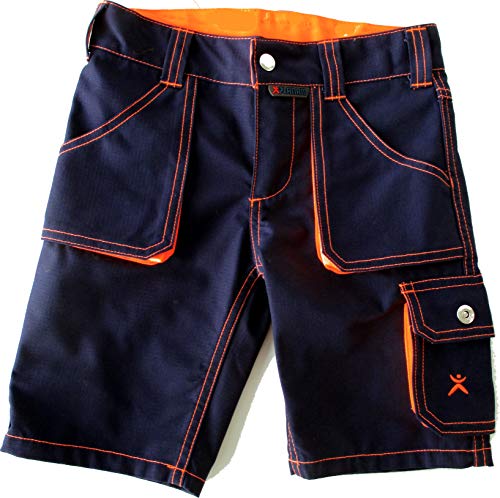 Planam Junior Shorts Arbeitshose kurz für Kinder in Mehreren Farben (Marine-orange, 134/140) von Planam