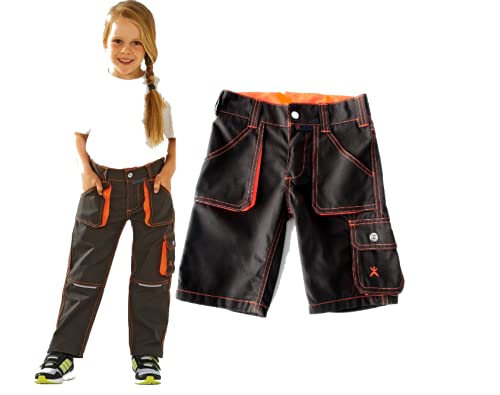 Planam Junior im Set Bundhose und Shorts in verschiedenenen Farben (Oliv-orange, 110/116) von Planam