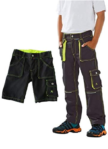 Planam Junior im Set Bundhose und Shorts in verschiedenenen Farben (anthrazit-gelb, 110/116) von Planam