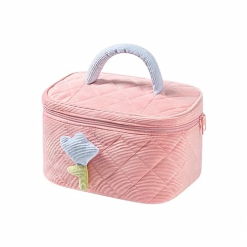 Cord-Make-up-Tasche, niedliche Kosmetiktasche, Reise-Kulturbeutel, Aufbewahrungs-Organizer, große Kapazität, Kosmetik-Aufbewahrungstasche für Frauen und Mädchen, rose, 25*16*15.5cm, Kosmetiktasche von Plancholo