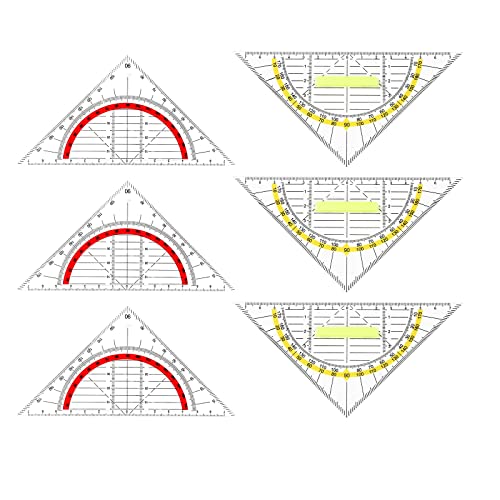 PlandleLee Geometry Triangle, Pack of 6 Plastic Set Square, Flexible Set Square, With auxiliary buckle, easy to draw graphics, for Drawing Circles, Suitable for Students, Office, Designer Painting von PlandleLee