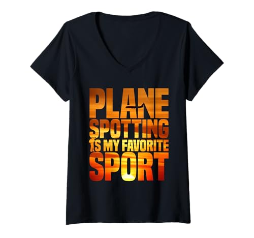 Damen Flugzeug Liebhaber Enthusiast Favorite Plane Spotter T-Shirt mit V-Ausschnitt von Plane Spotting Illustration For Planes Spotters