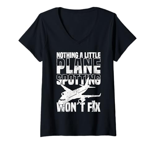 Damen Flugzeugbeobachtung Flugzeuge reparieren Plane Spotter Nicht T-Shirt mit V-Ausschnitt von Plane Spotting Illustration For Planes Spotters