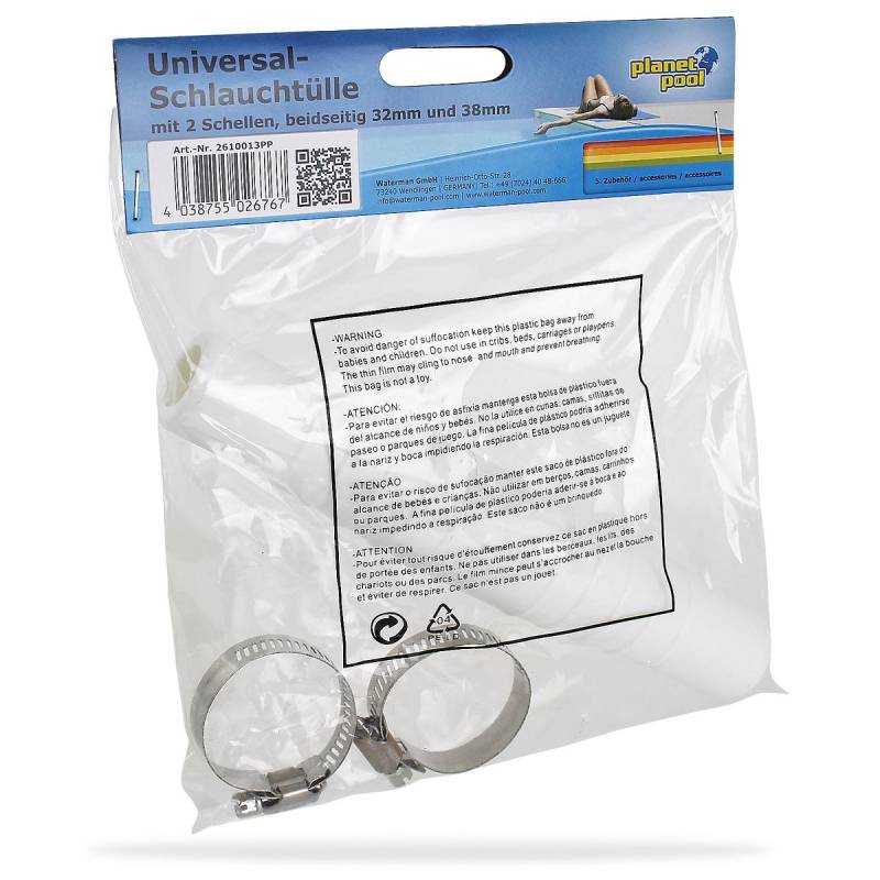 2x Planet Pool Universal Schlauchtülle Schlauchverbinder 32mm 38mm + 2 Schellen von Planet Pool