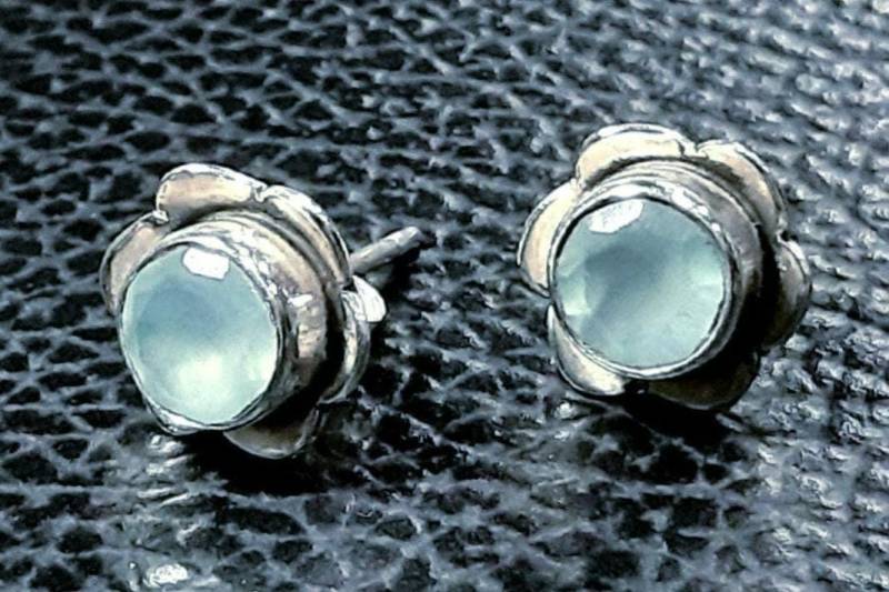 Aquamarin Ohrstecker Sterling Silber Ohrringe Natürliche Edelstein Schmuck März Geburtsstein von PlanetEarthHandmade
