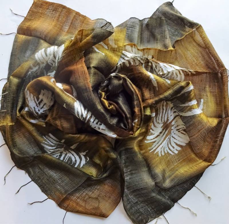 Braun Silk Schal Handgefärbt Handgewebte Batik Handgemachte Hochzeit Geschenk Zubehör Leicht Seidenschal Natürliche Reiner Rohseide Für Sie von PlanetEarthHandmade