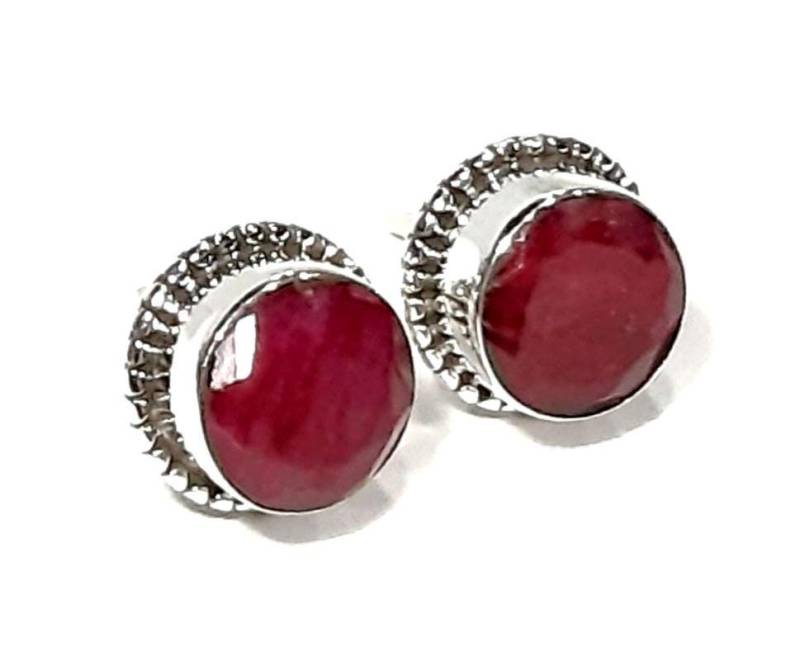 Rubin Ohrringe Sterling Silber Natürliche Ohrstecker Echte Edelsteine Juli Geburtsstein Braut Schmuck von PlanetEarthHandmade