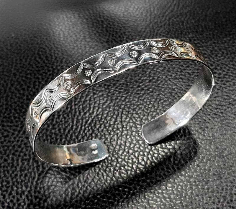 Silber Armreif 925 Sterling Verstellbar Handgefertigt Metallarbeit Armband Unisex Breite von PlanetEarthHandmade