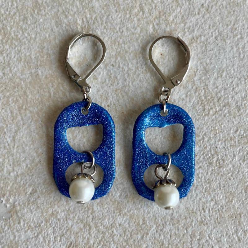 Denim Blau Und Weiß Soda Tab Ohrringe Recycled Schmuckset, Glitter, Charms Denim Blau Und Weiß Soda Tab Ohrringe Recycled Schmuckset, Glitter, Charms von PlanetPolly