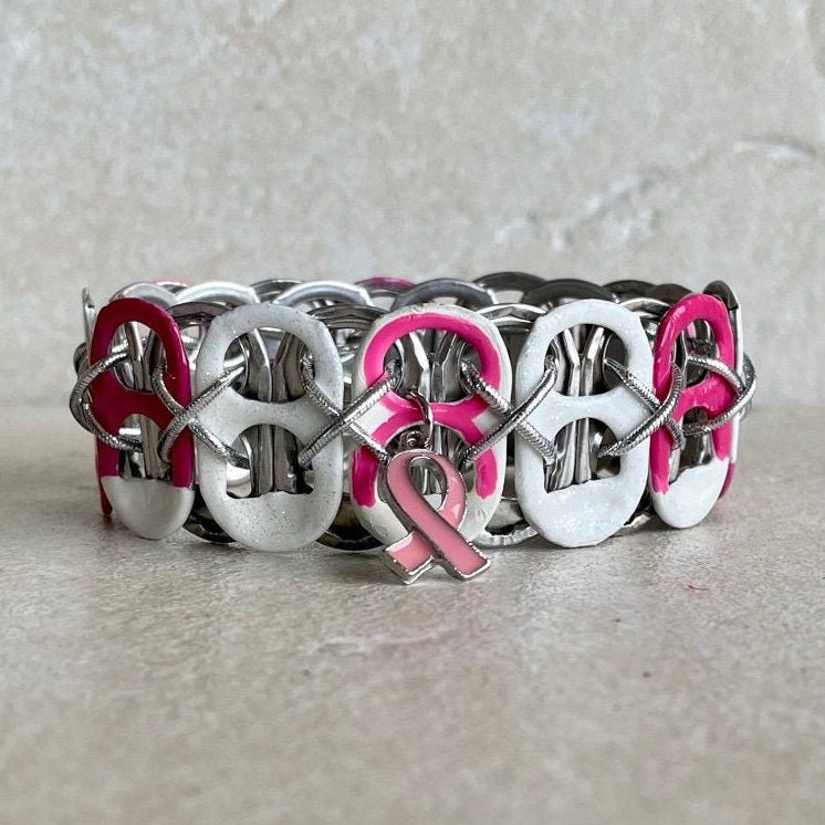 Pink Ribbon Soda Tab Armband Brustkrebsbewusstsein, Umweltfreundlich Pink Ribbon Soda Tab Armband Brustkrebsbewusstsein, Umweltfreundlich von PlanetPolly