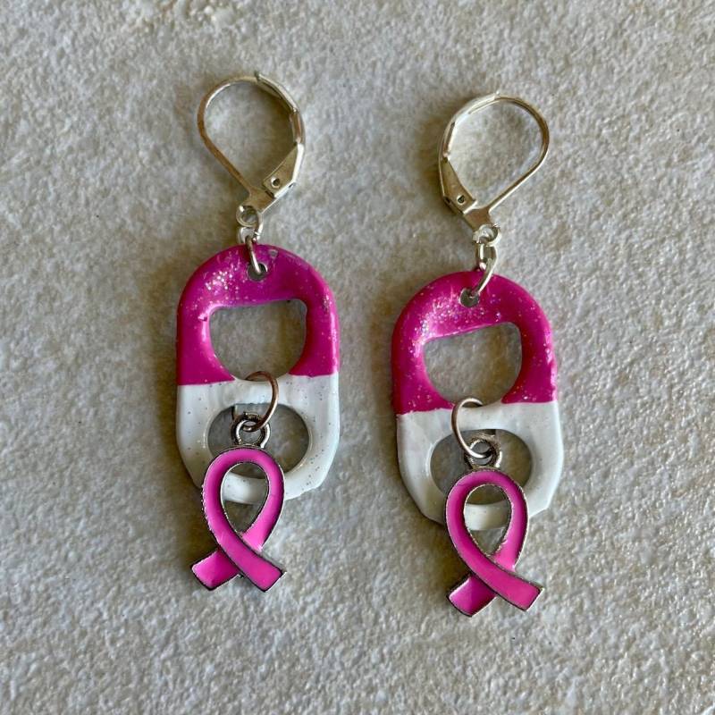 Pink Ribbon Ohrringe Brustkrebs Bewusstsein, Eco Freundlich Pink Ribbon Ohrringe Brustkrebs Bewusstsein, Eco Freundlich von PlanetPolly