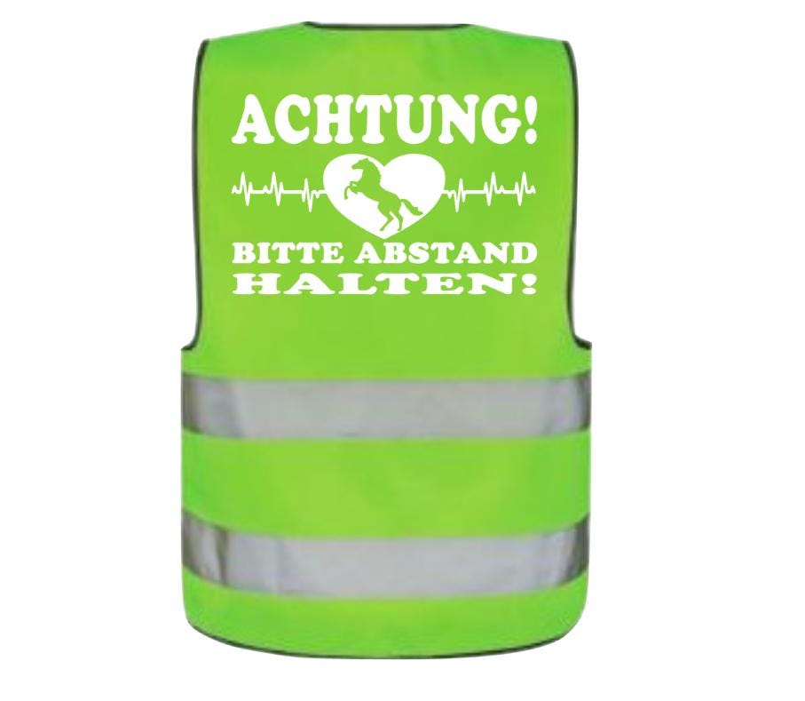 Sicherheitsweste Warnweste Leuchtweste Für Kinder, Erwachsene, Reiter Und Hundebesitzer Achtung Bitte Abstand Halten von PlanetSchwarzeKiwi