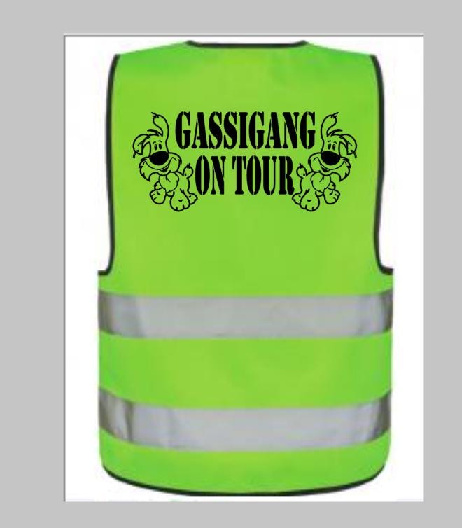 Sicherheitsweste Warnweste Leuchtweste Für Kinder, Erwachsene, Reiter Und Hundebesitzer Gassigang On Tour von PlanetSchwarzeKiwi