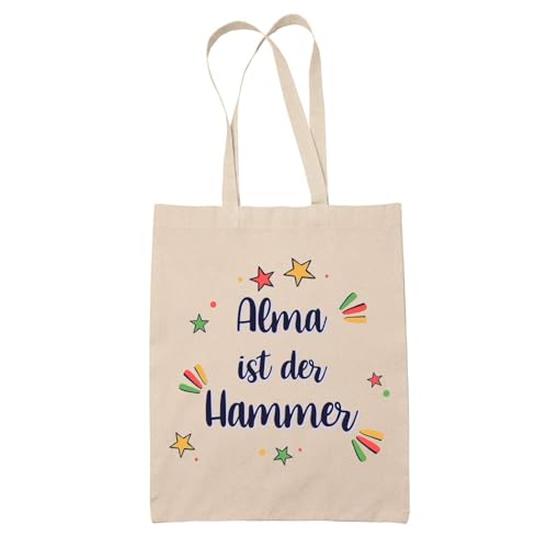 Baumwolltasche Alma ist der Hammer - Geschenk Muttertag Geburtstag Schwester Weihnachten Tante Patentante Wiederverwendbarer Shopper von Planetee