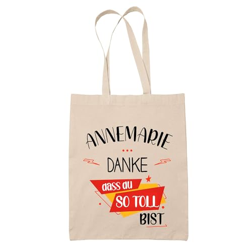 Baumwolltasche Annemarie Du so toll bist - Geschenk Muttertag Geburtstag Schwester Weihnachten Tante Patentante Wiederverwendbarer Shopper von Planetee