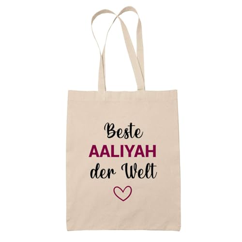 Baumwolltasche Beste Aaliyah der Welt - Geschenk Muttertag Geburtstag Schwester Weihnachten Tante Patentante Wiederverwendbarer Shopper von Planetee